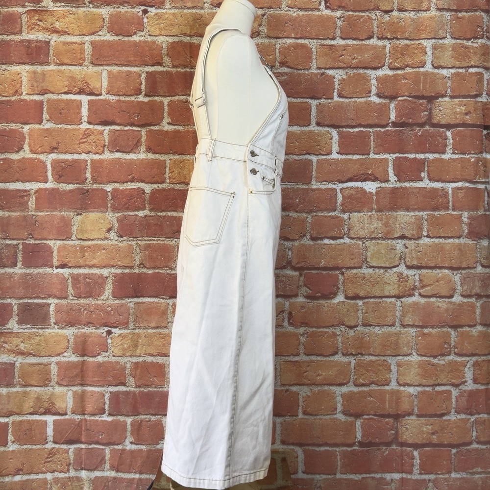 Zara The Bib Overall Utility Midi Skirt Dress Size XS White 100% Cotton - Picture 5 of 16